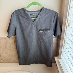 FIGS Technical Collection XS Gray V-Neck Scrub Top Stretch Medical Uniform